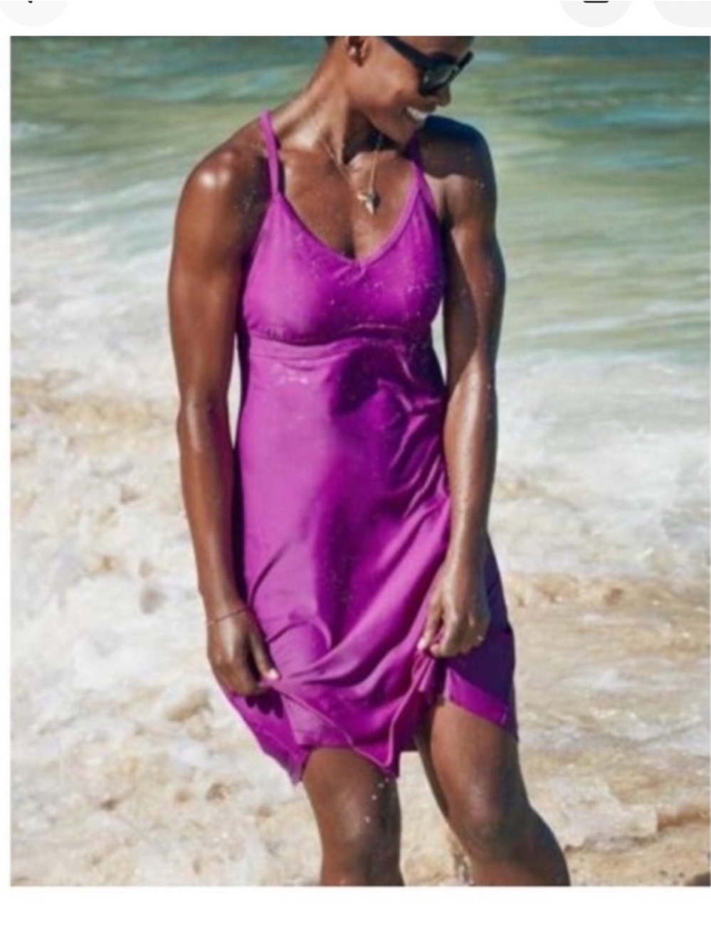 ATHLETA Shorebreak Swim Dress Purple Racerback Built-In Bra XS